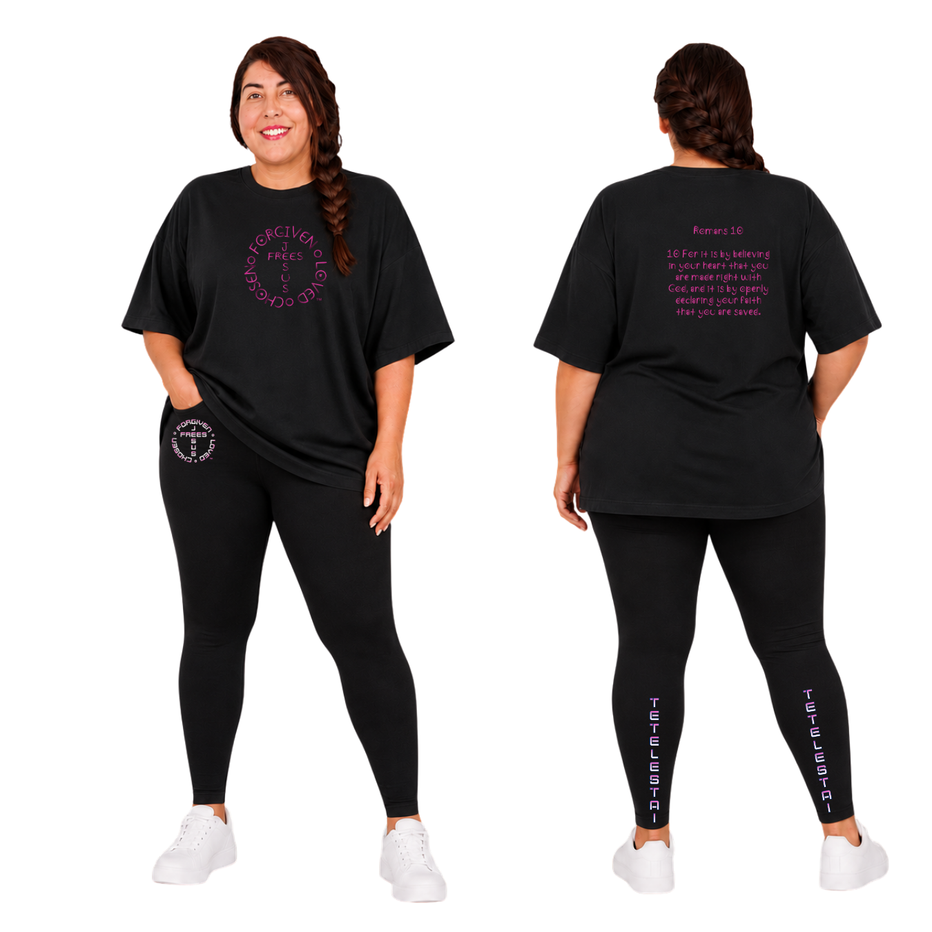 Jesus Frees - SICU Oversized Short Sleeve Women's Shirt - Font 303 Romans 10:10
