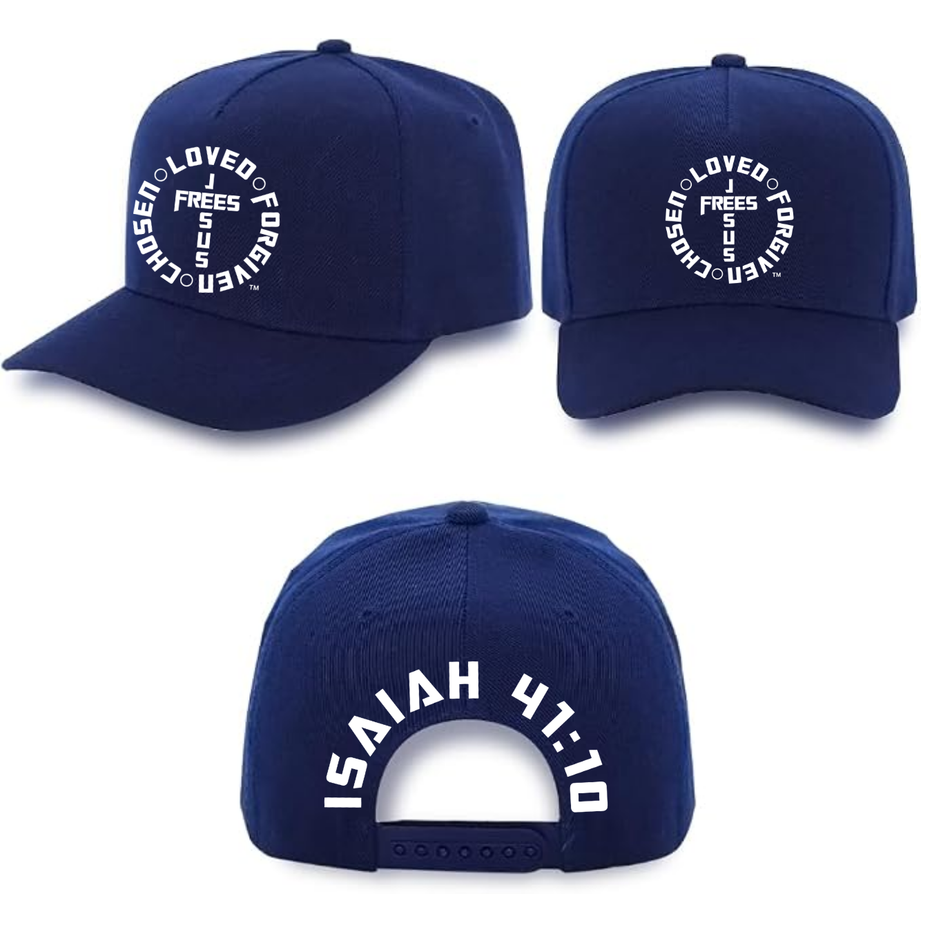 Jesus Frees - Baseball Caps for Men & Women - Black / Navy / Gray / Khaki -  Font 153 White