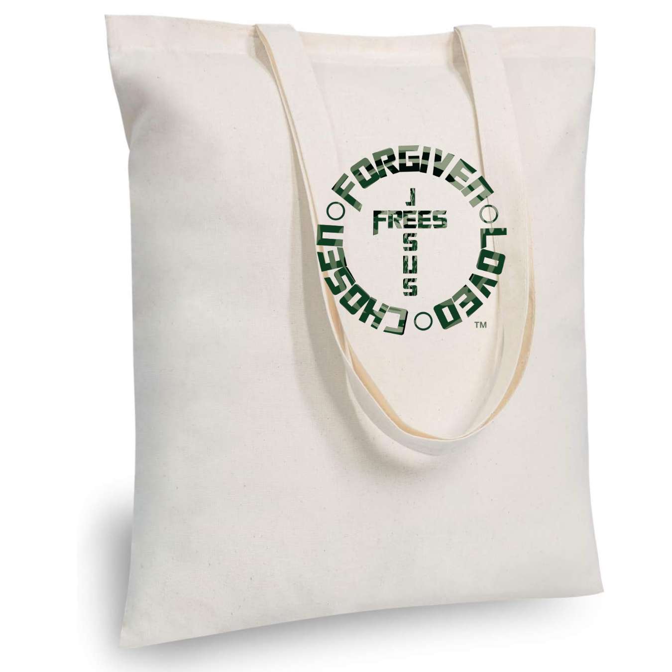 Jesus Frees - "Tote the Truth" - Font 153 Camo Green