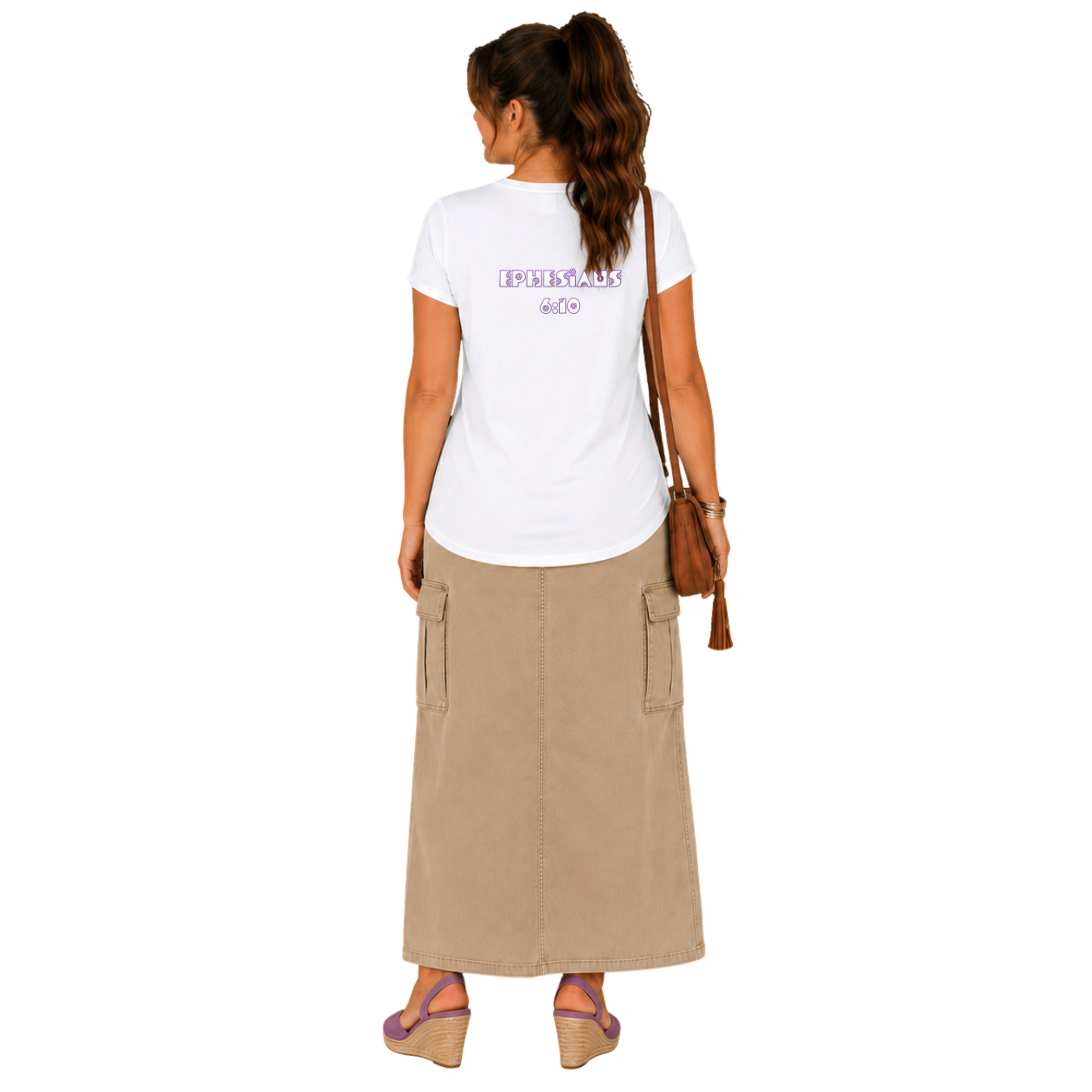 Jesus Frees - G64 Soft Style White Cotton Women's T-Shirt - Font 299 Flowers - Ephesians 6:10