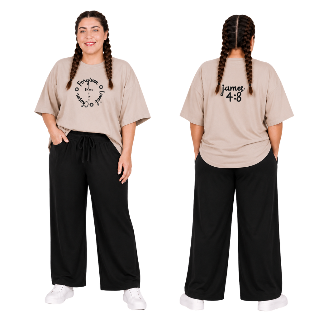 Jesus Frees - SICU Oversized Short Sleeve Women's Shirt - Font 223 Black