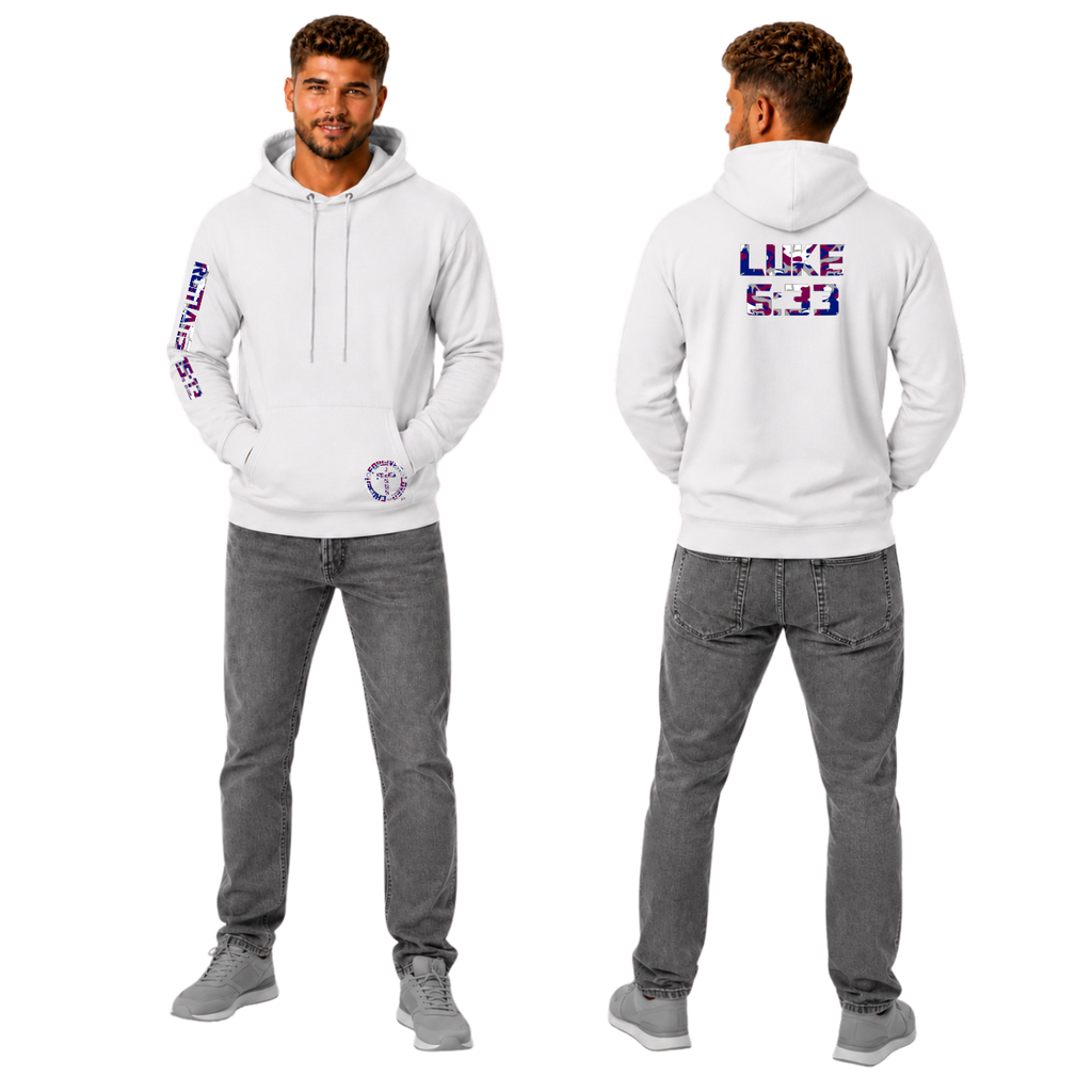 Jesus Frees™ Apparel | Men’s White Scripture Hoodie | Burgundy Navy Font 153 Camo | 50/50
