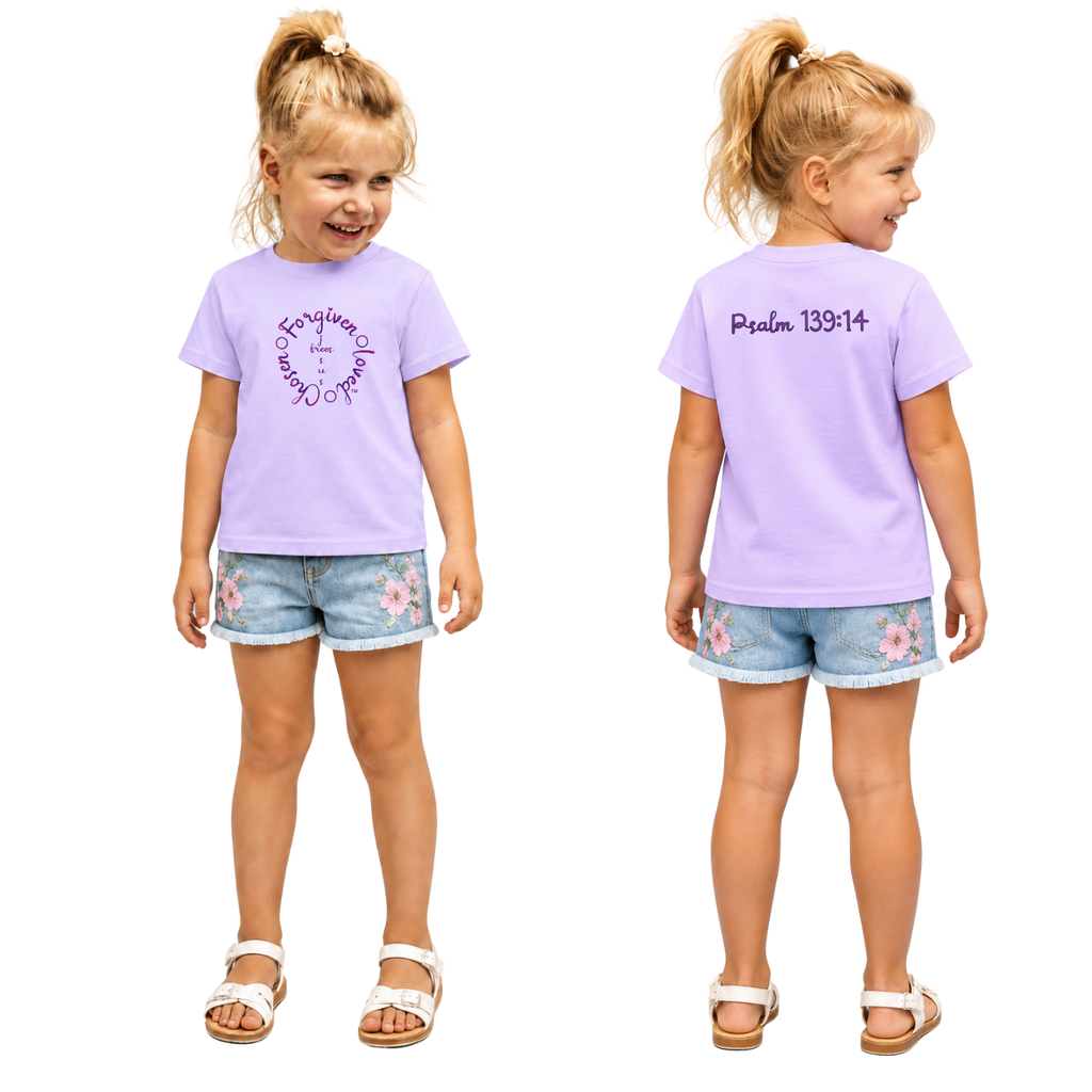 Jesus Frees - Kids 100% Cotton T-Shirts Girls - Font 223 - Psalm 139:14