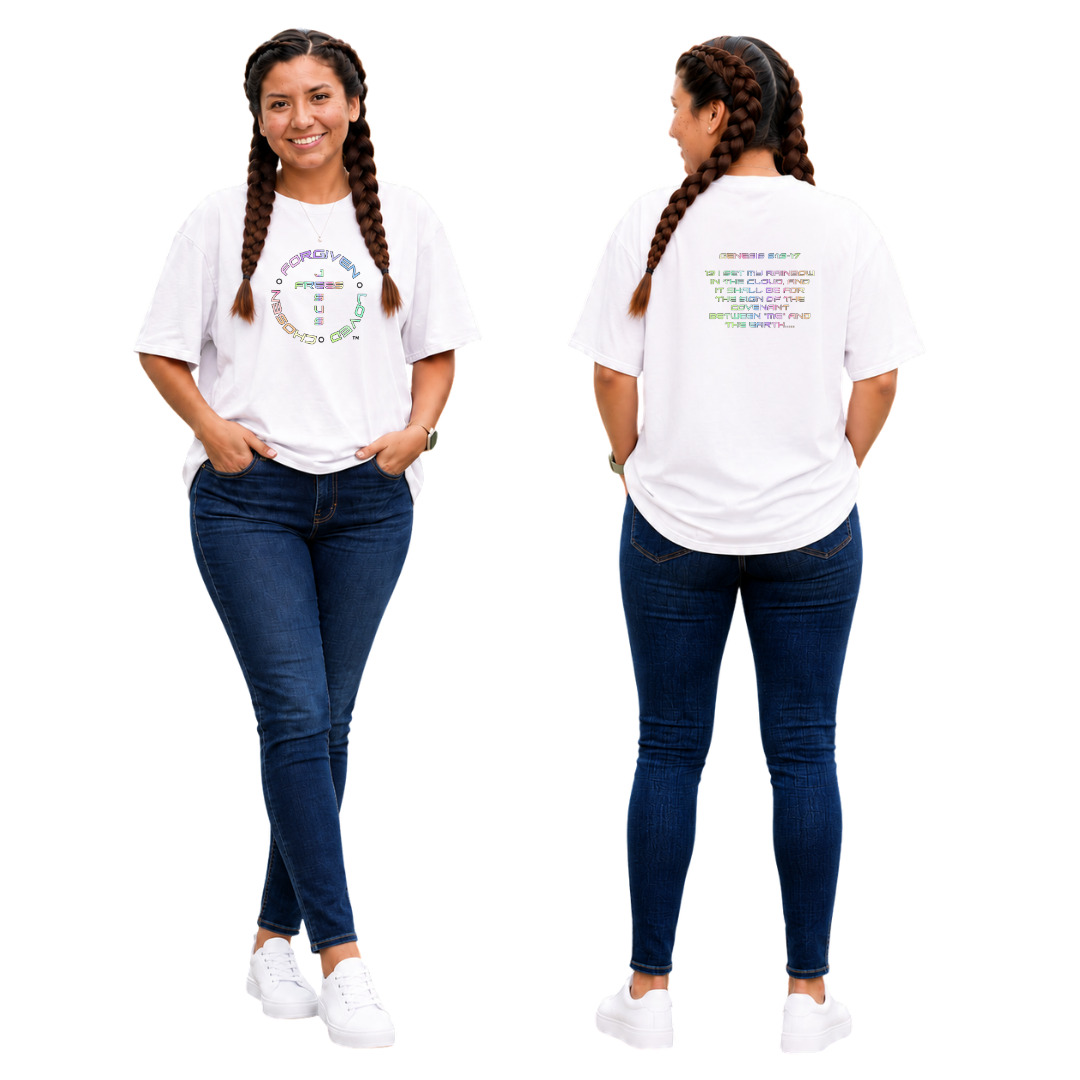 Jesus Frees - SICU Oversized Short Sleeve Women's Shirt - God's Covenant 153 Rainbow