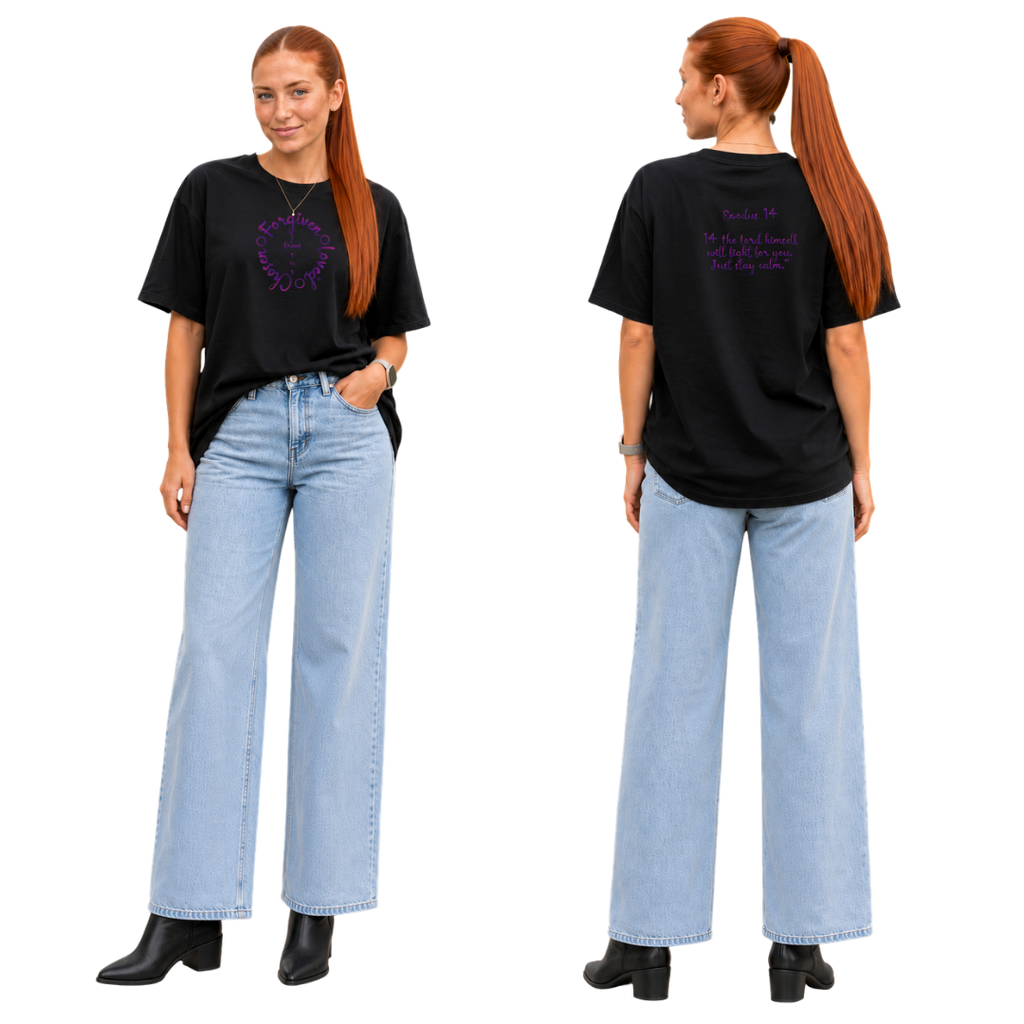 Jesus Frees - SICU Oversized Short Sleeve Women's Shirt - Font 223 Purple