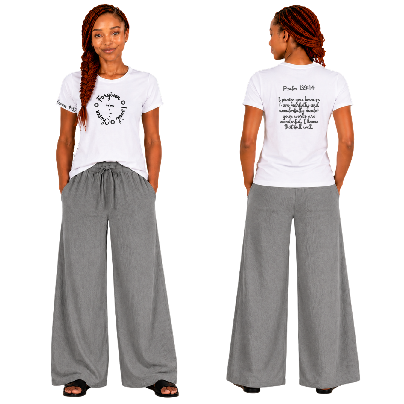 Jesus Frees - G64 Soft Style White Cotton T-Shirt - Font 223 Black
