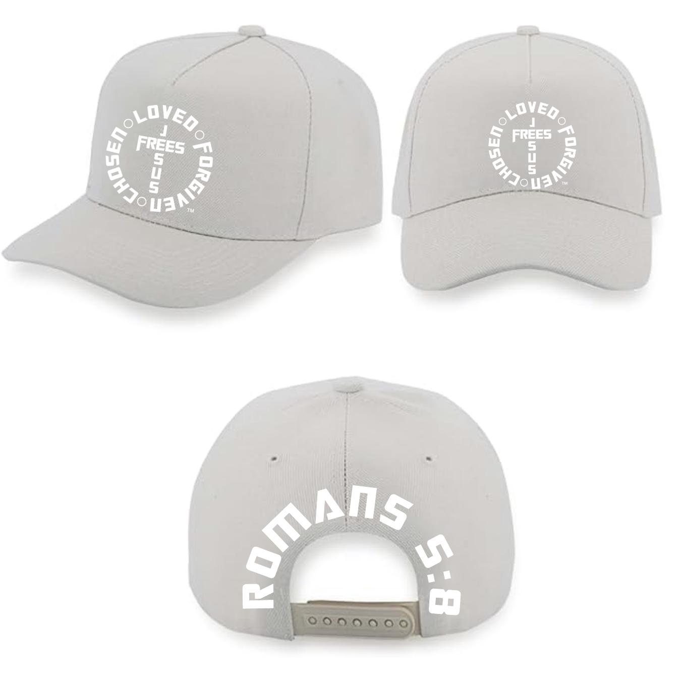 Jesus Frees - Baseball Caps for Men & Women - Pink / Beige / Blue / Red / Orange -  Font 153 White