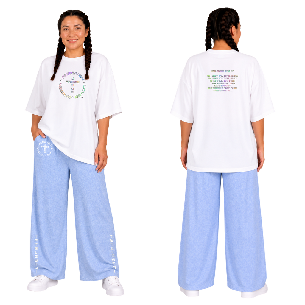 Jesus Frees - SICU Oversized Short Sleeve Women's Shirt - God's Covenant 153 Rainbow