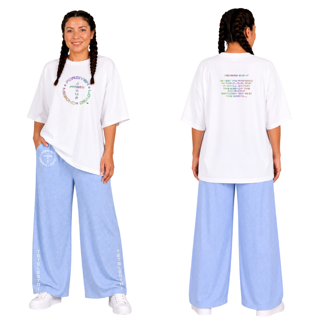 Jesus Frees - SICU Oversized Short Sleeve Women's Shirt - God's Covenant 153 Rainbow