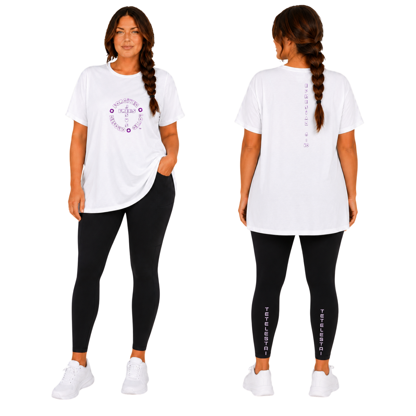 Jesus Frees - G64 Soft Style White Cotton Women's T-Shirt - Font 299 Flowers - Ephesians 6:10