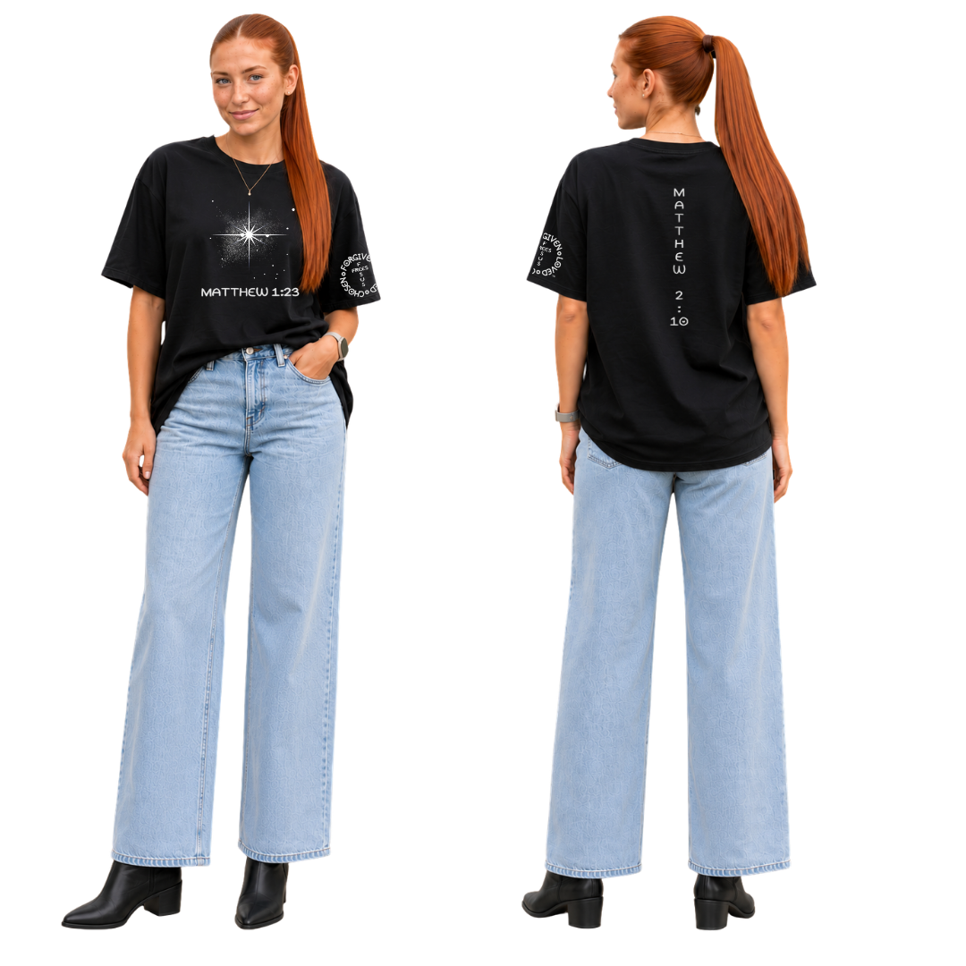 Jesus Frees - SICU Oversized Short Sleeve Women's Shirt - Font 303 Star of Bethlehem