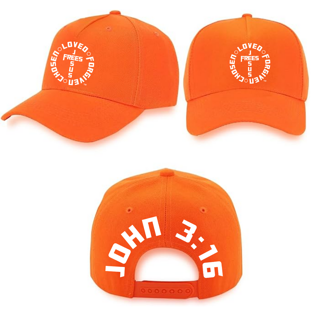 Jesus Frees - Baseball Caps for Men & Women - Pink / Beige / Blue / Red / Orange -  Font 153 White