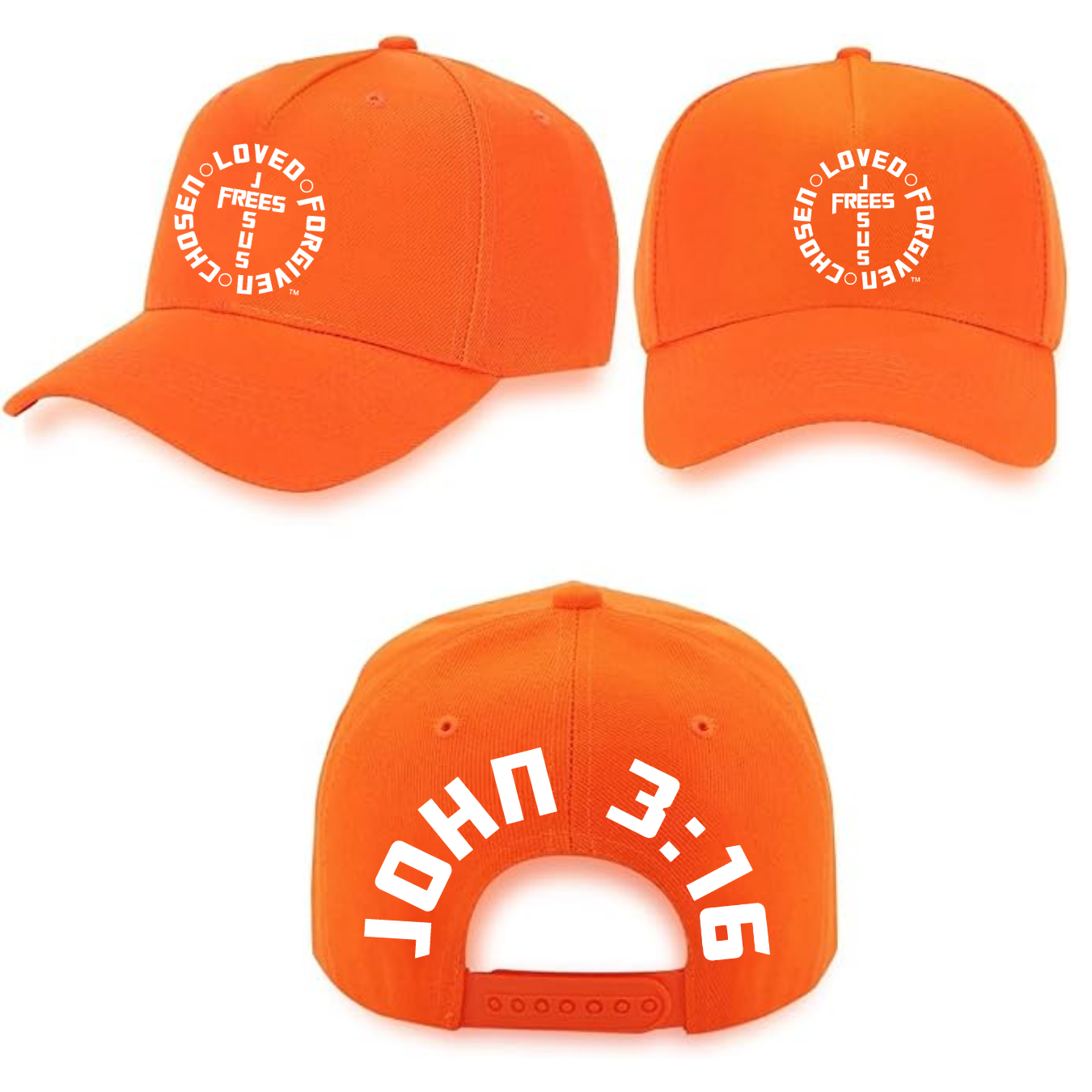 Jesus Frees - Baseball Caps for Men & Women - Pink / Beige / Blue / Red / Orange -  Font 153 White