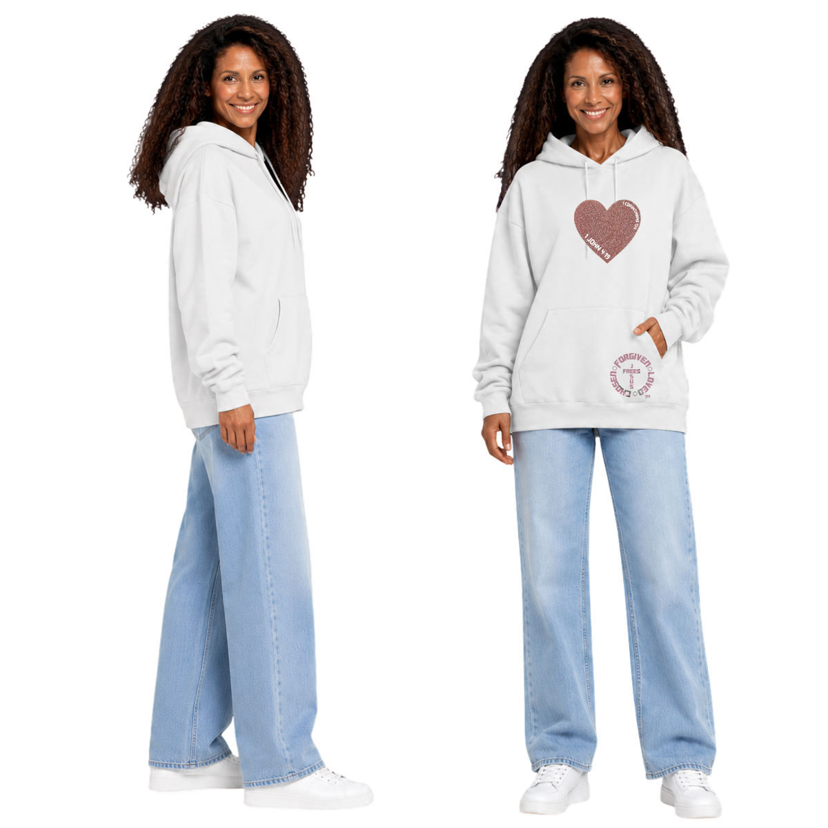 Jesus Frees™ Apparel | Women’s Scripture Hoodie | Hearts