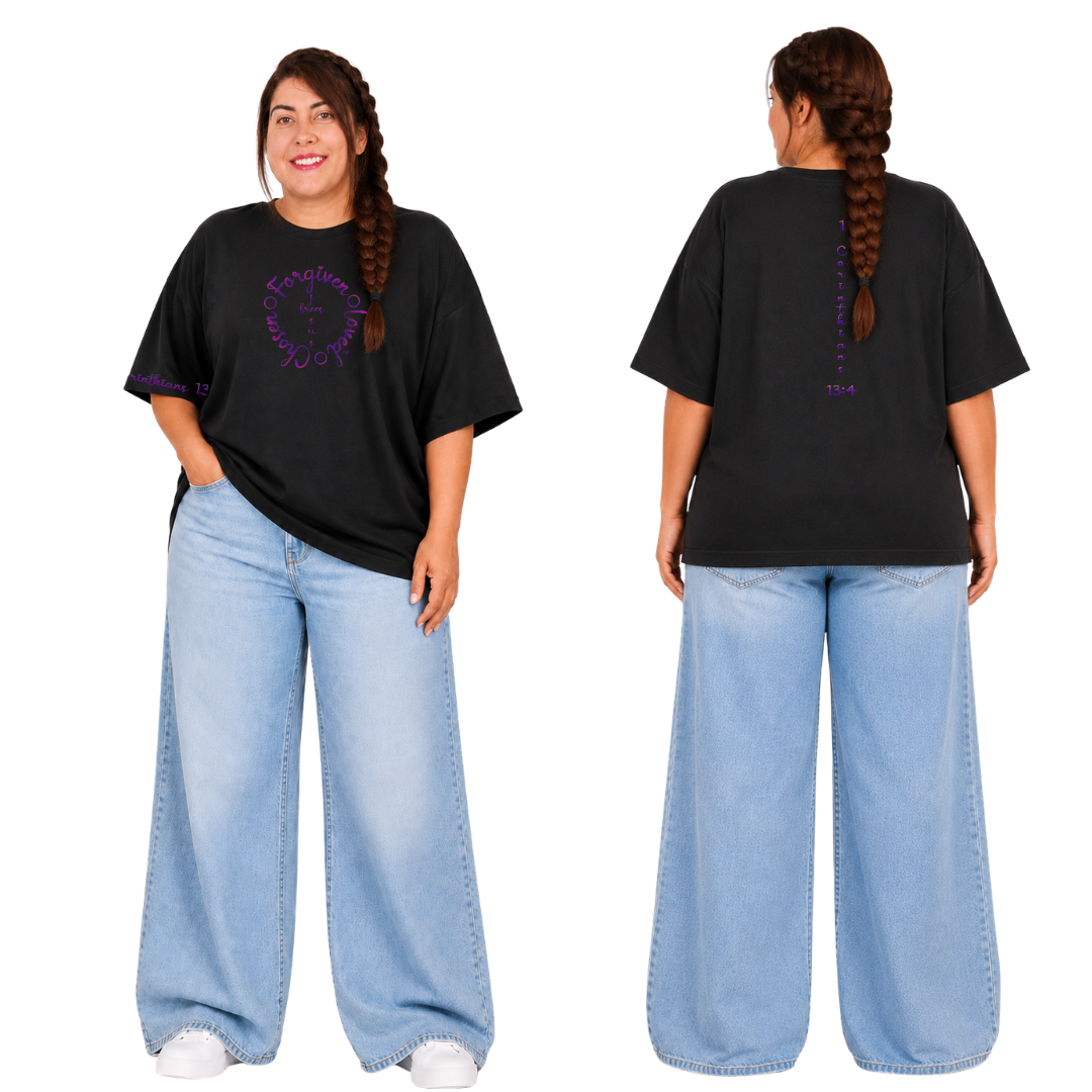 Jesus Frees - SICU Oversized Short Sleeve Women's Shirt - Font 223 Purple