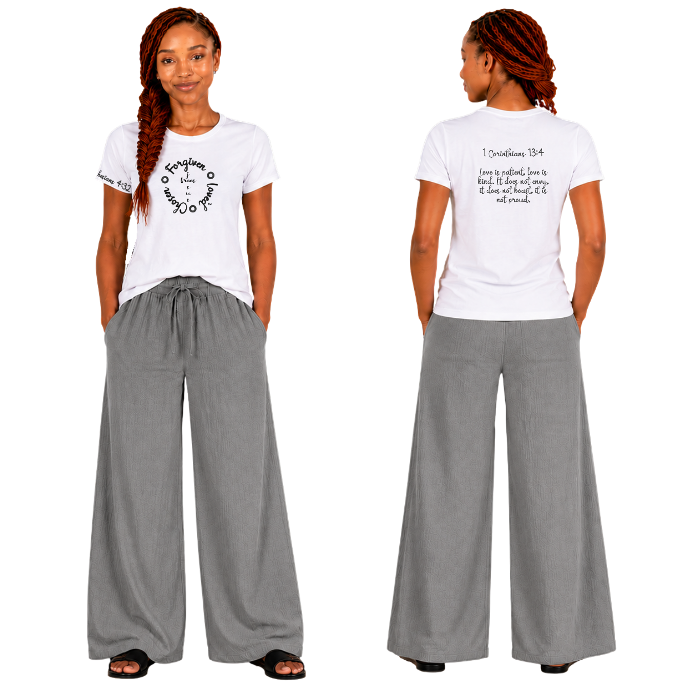Jesus Frees - G64 Soft Style White Cotton T-Shirt - Font 223 Black