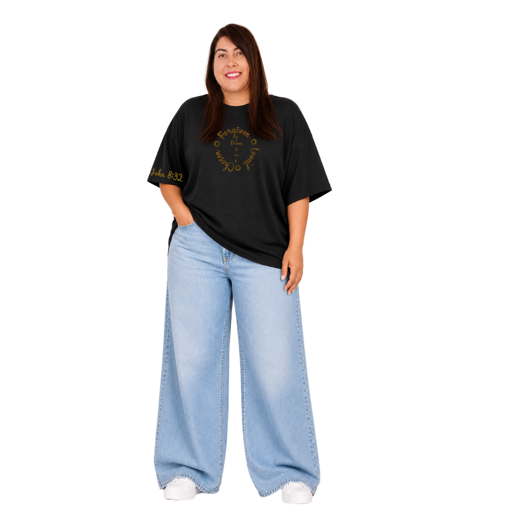Jesus Frees - SICU Oversized Short Sleeve Women's Shirt - Font 223 Brown