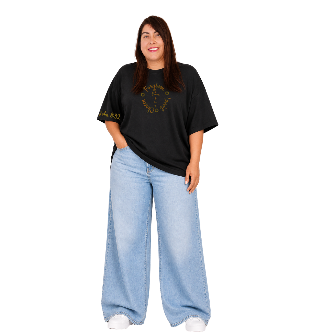 Jesus Frees - SICU Oversized Short Sleeve Women's Shirt - Font 223 Brown