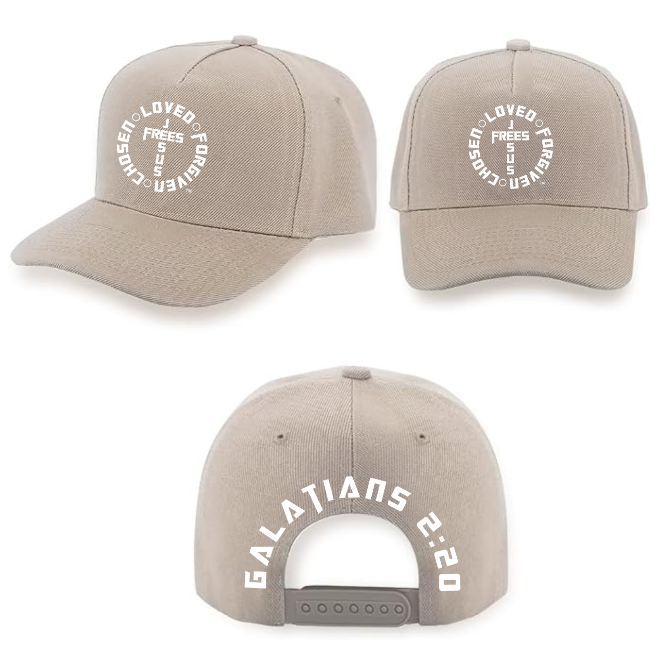 Jesus Frees - Baseball Caps for Men & Women - Black / Navy / Gray / Khaki -  Font 153 White