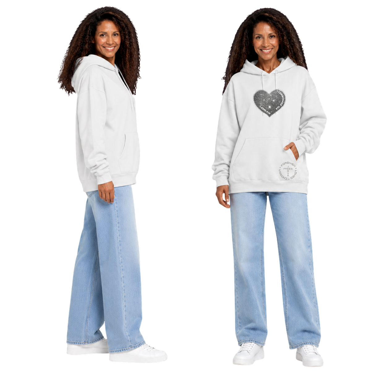 Jesus Frees™ Apparel | Women’s Scripture Hoodie | Hearts