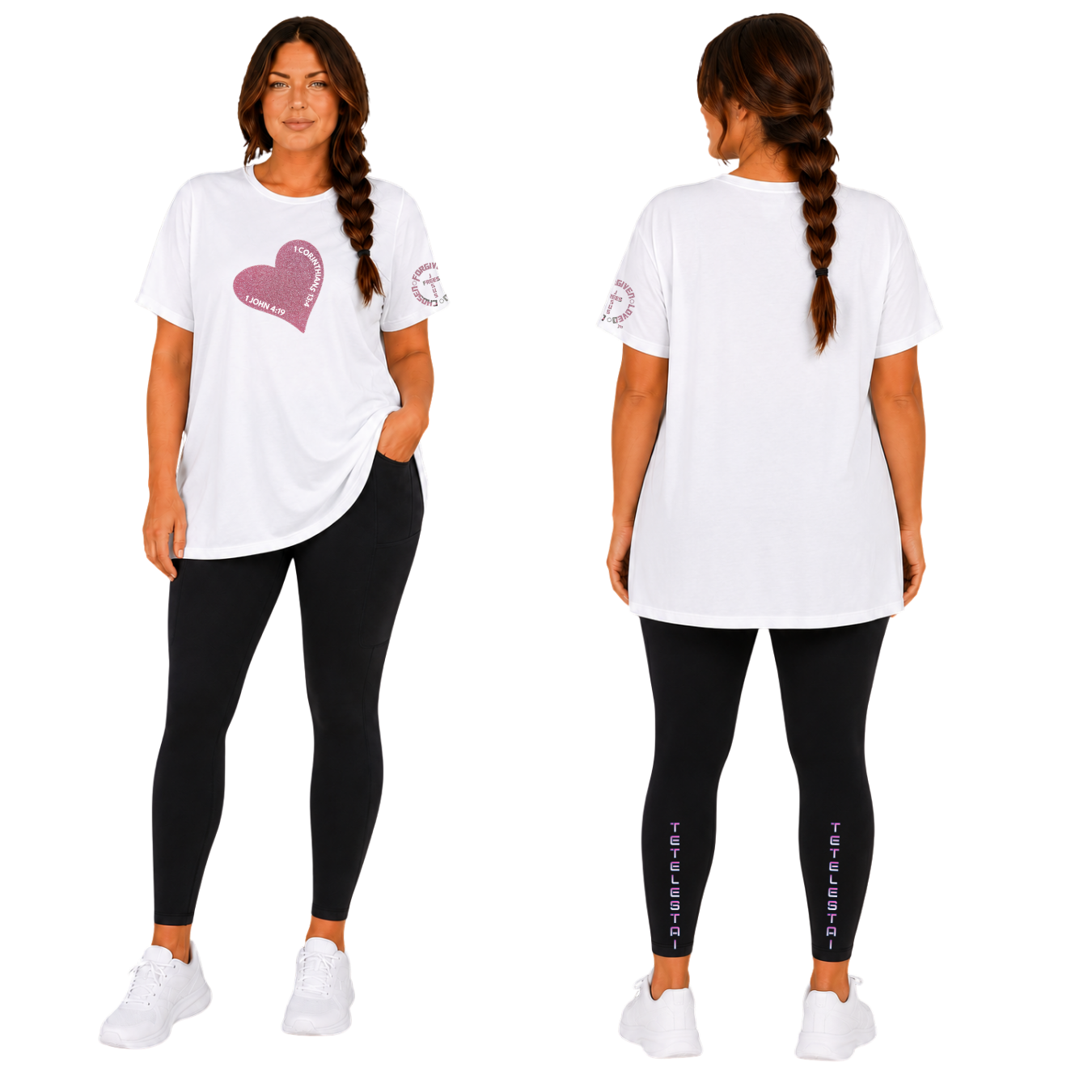 Jesus Frees - G64 Soft Style White Cotton T-Shirt - Hearts