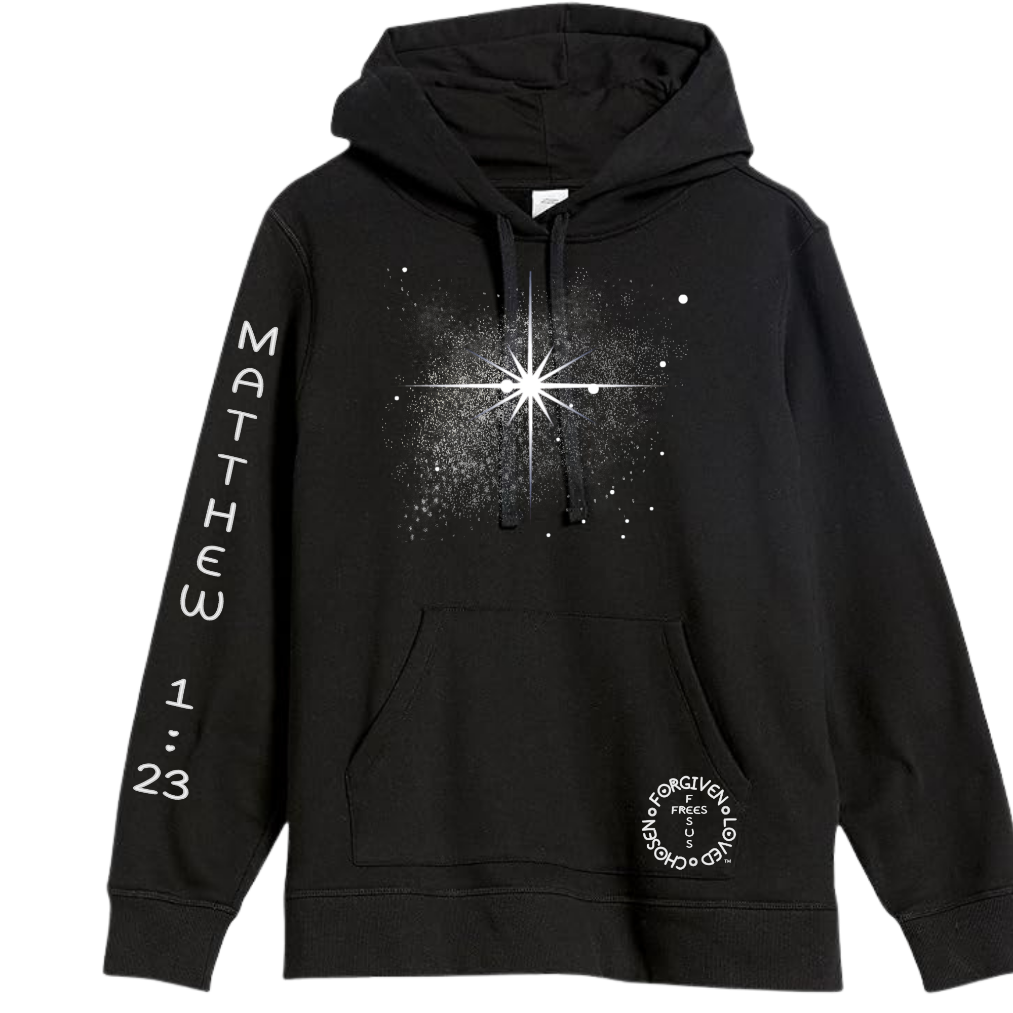 Jesus Frees | AE French Terry Pullover Hoodie | Font 303 Star of Bethlehem