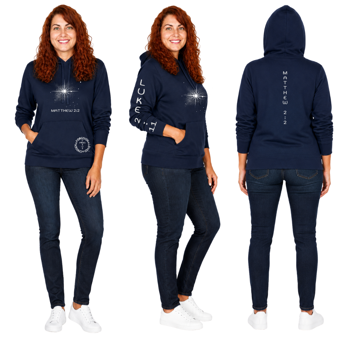 Jesus Frees | AE French Terry Pullover Hoodie | Font 303 Star of Bethlehem