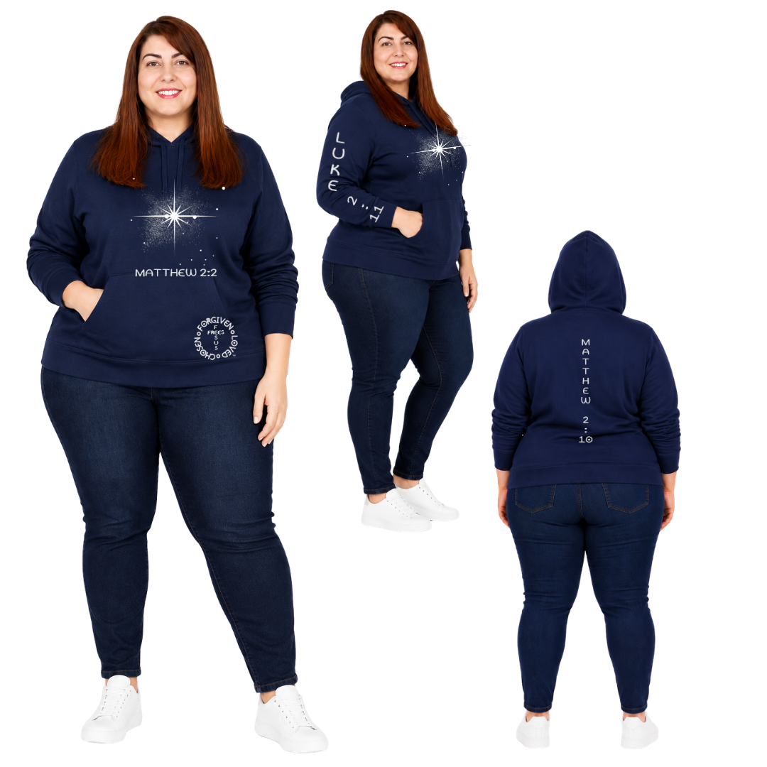 Jesus Frees | AE French Terry Pullover Hoodie | Font 303 Star of Bethlehem