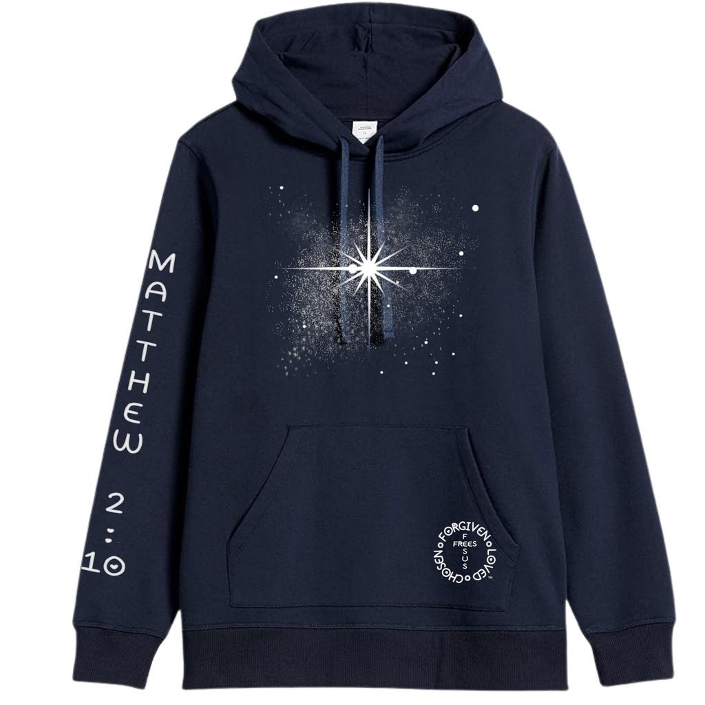 Jesus Frees | AE French Terry Pullover Hoodie | Font 303 Star of Bethlehem