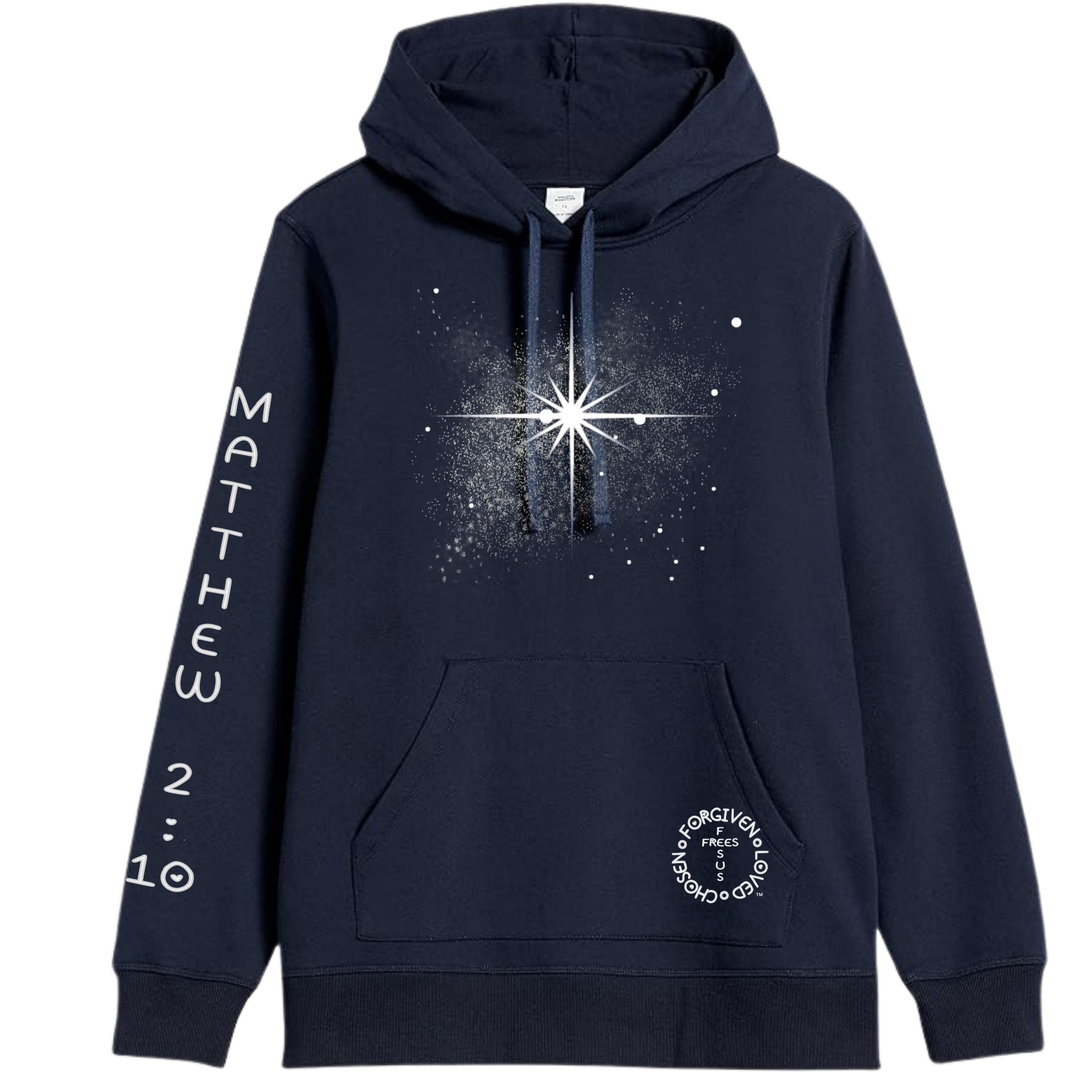 Jesus Frees | AE French Terry Pullover Hoodie | Font 303 Star of Bethlehem