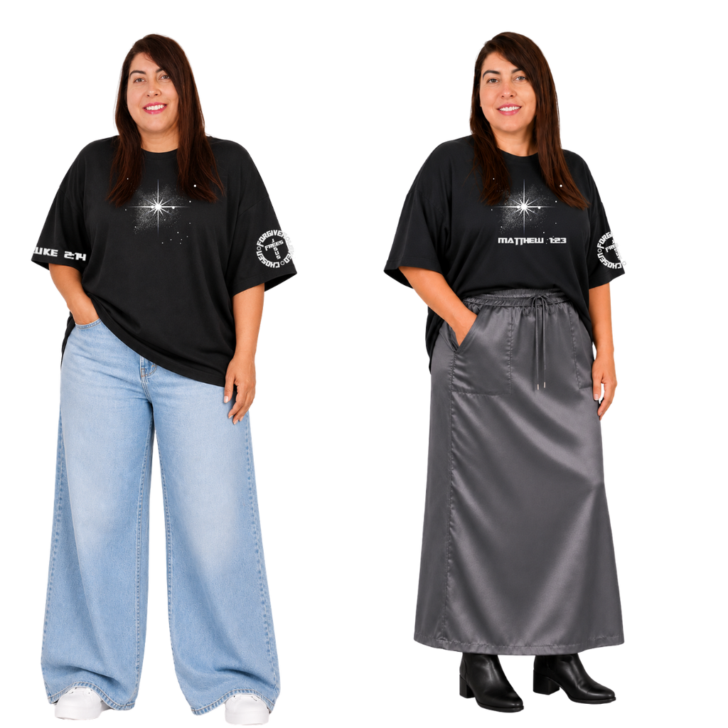 Jesus Frees - SICU Oversized Short Sleeve Women's Shirt - Font 153 Star of Bethlehem