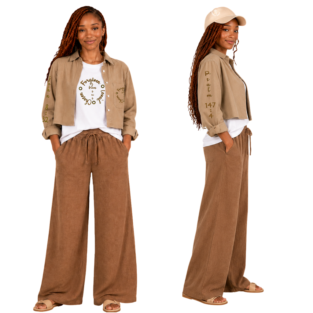 Jesus Frees - Cropped Lite Long Sleeve Summer Jacket - FONT 223 Brown