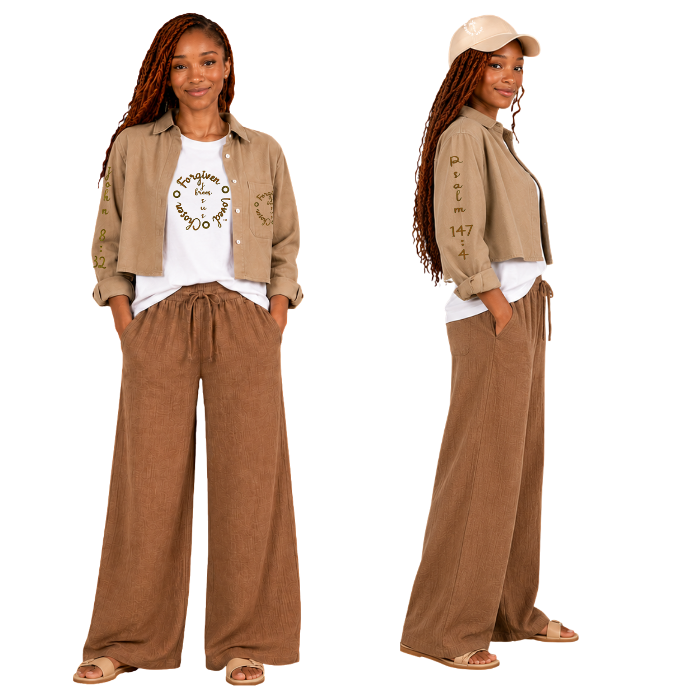 Jesus Frees - Cropped Lite Long Sleeve Summer Jacket - FONT 223 Brown