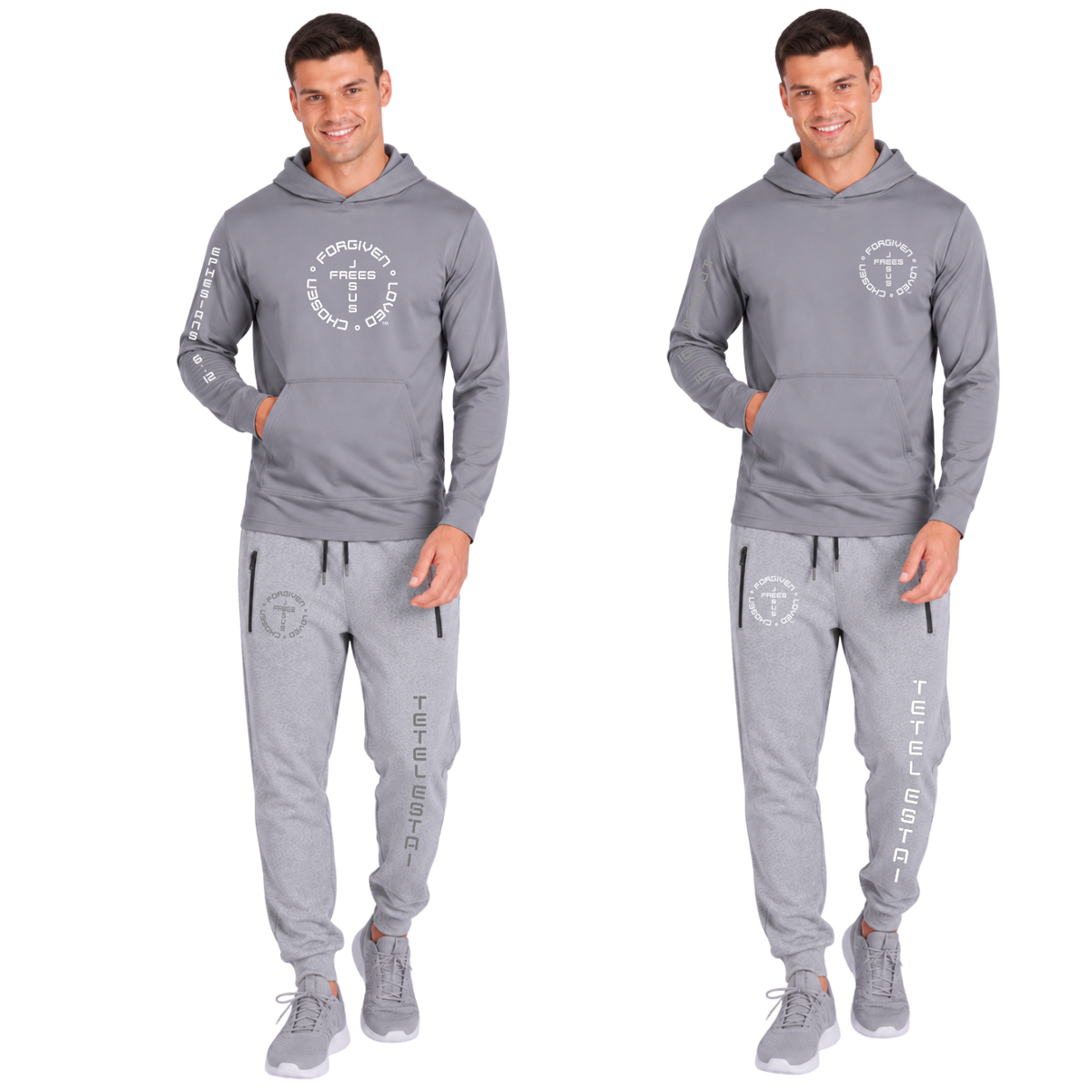 Jesus Frees Apparel Men's Christian Mesh Hoodie Gray Font 49 White Ephesians 6:12 Scripture UPF 50 Pullover