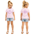 Jesus Frees - Kids 100% Cotton T-Shirts Girls - Font 58 Hearts Matthew 19:14 Pink-Purple Fade