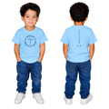 Jesus Frees - Kids 100% Cotton T-Shirts Boys - Font 97 Paws Matthew 19:14 Blue Green Fade