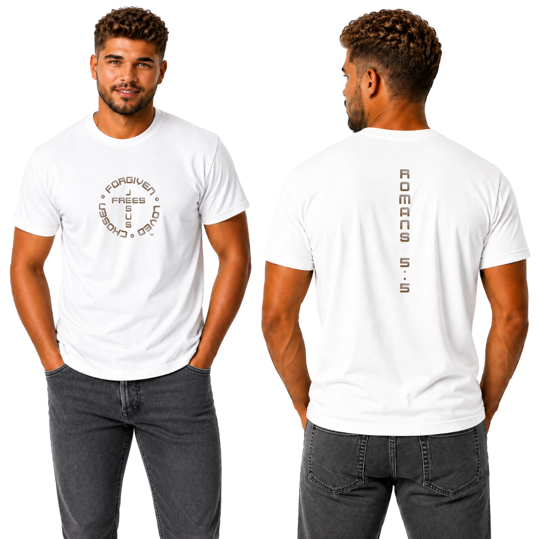 Jesus Frees - G20 Military Green Ultra Cotton Men's T-Shirt - Font 49 Brown Gray Fade