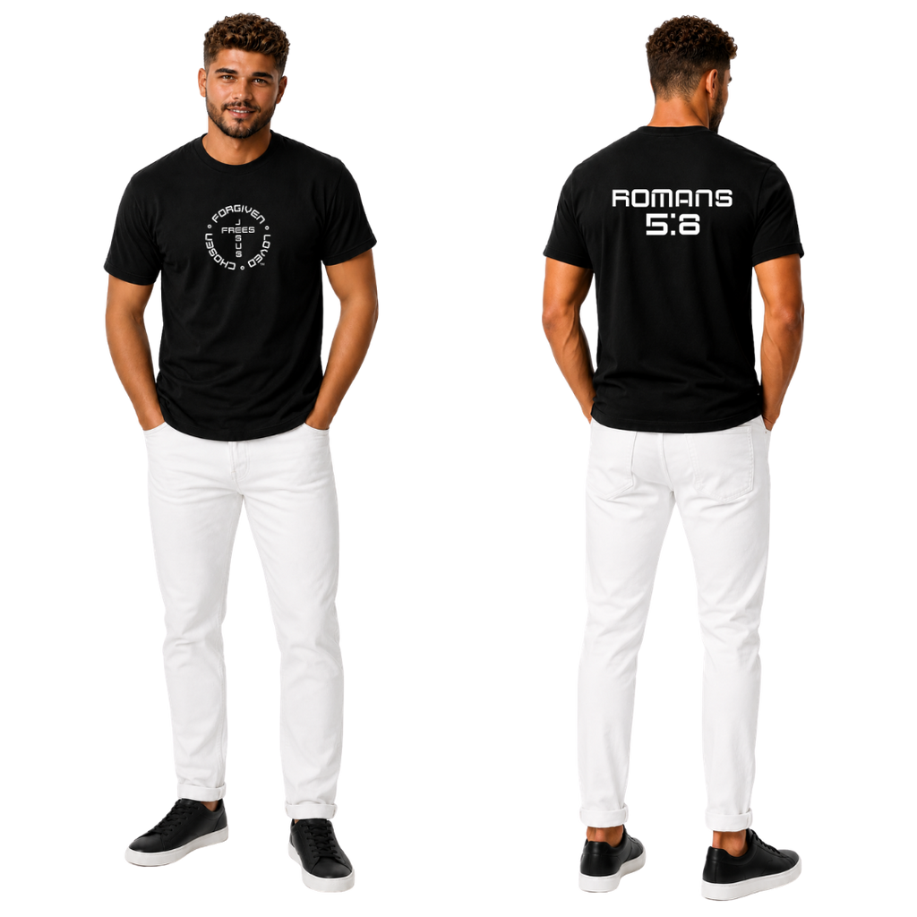 Jesus Frees | G20 Black Ultra Cotton Men's T-Shirt | Font 49 White