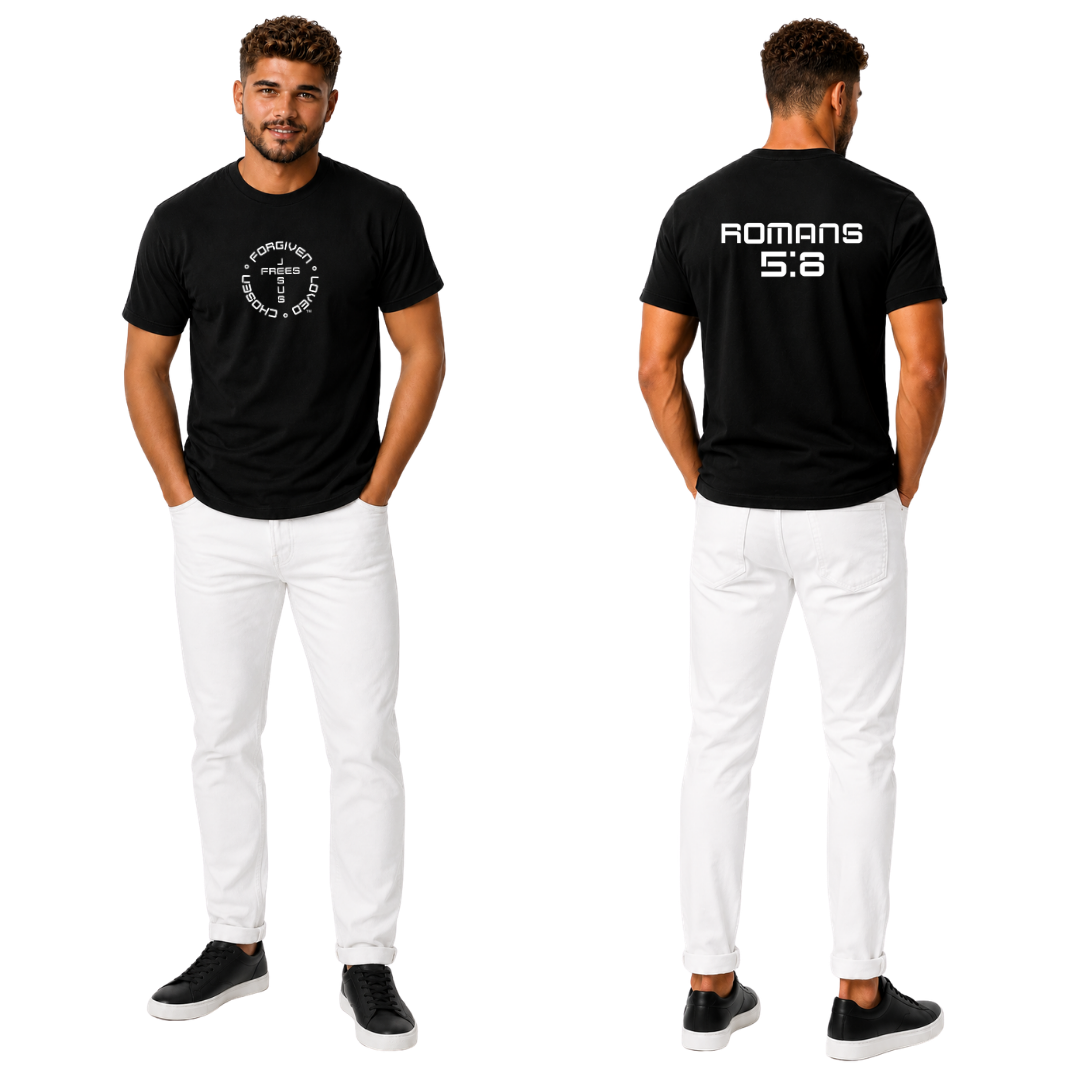Jesus Frees | G20 Black Ultra Cotton Men's T-Shirt | Font 49 White