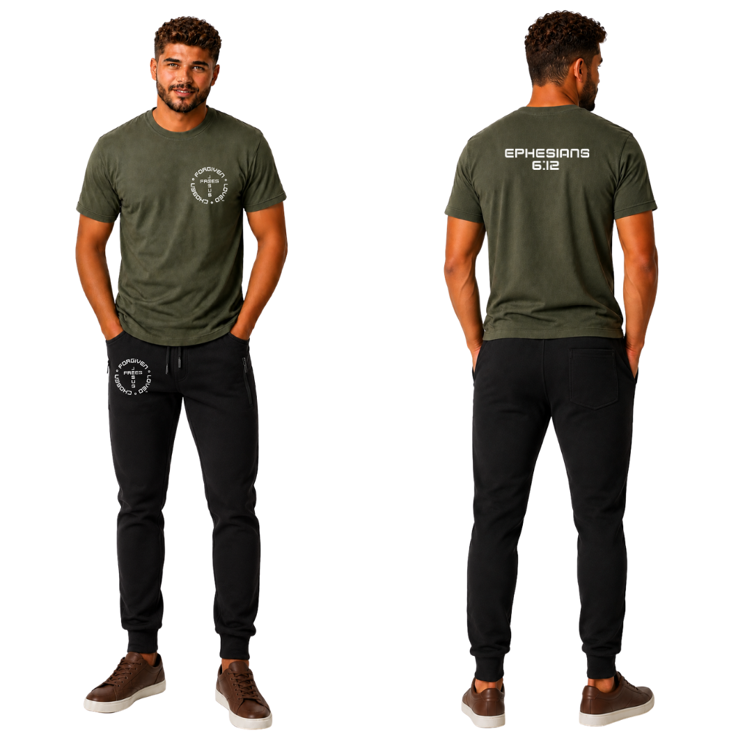 Jesus Frees | G20 Military Green Ultra Cotton Men's T-Shirt | Font 49 White