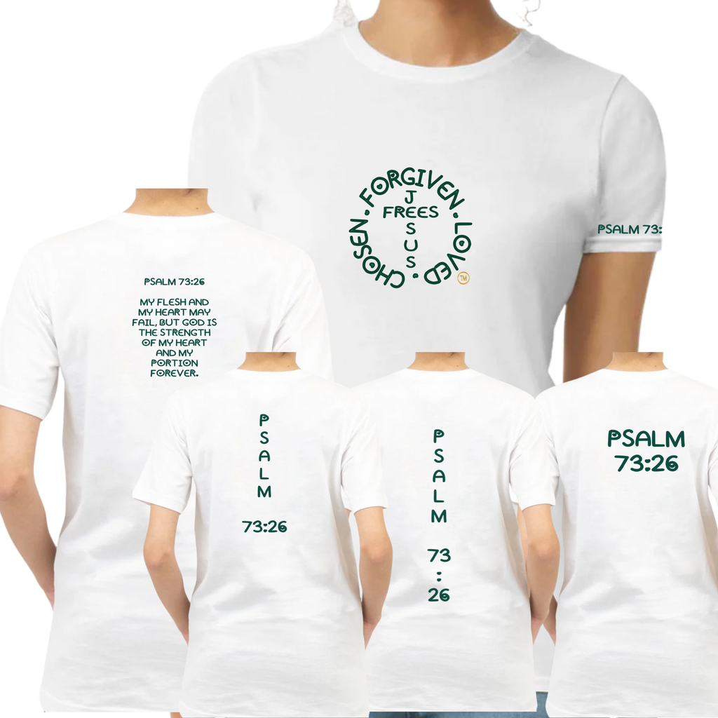 Jesus Frees - G64 Soft Style White Cotton Women's T-Shirt - Font 303 Dark Green