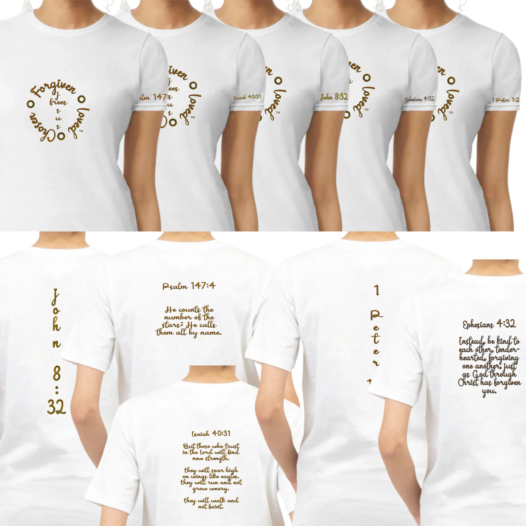 Jesus Frees - G64 Soft Style White Cotton T-Shirt - Font 223 Brown