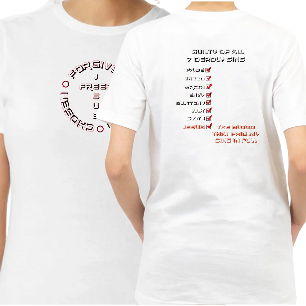 Jesus Frees - G64 Soft Style White Cotton Women's T-Shirt - 7 Deadly Sins