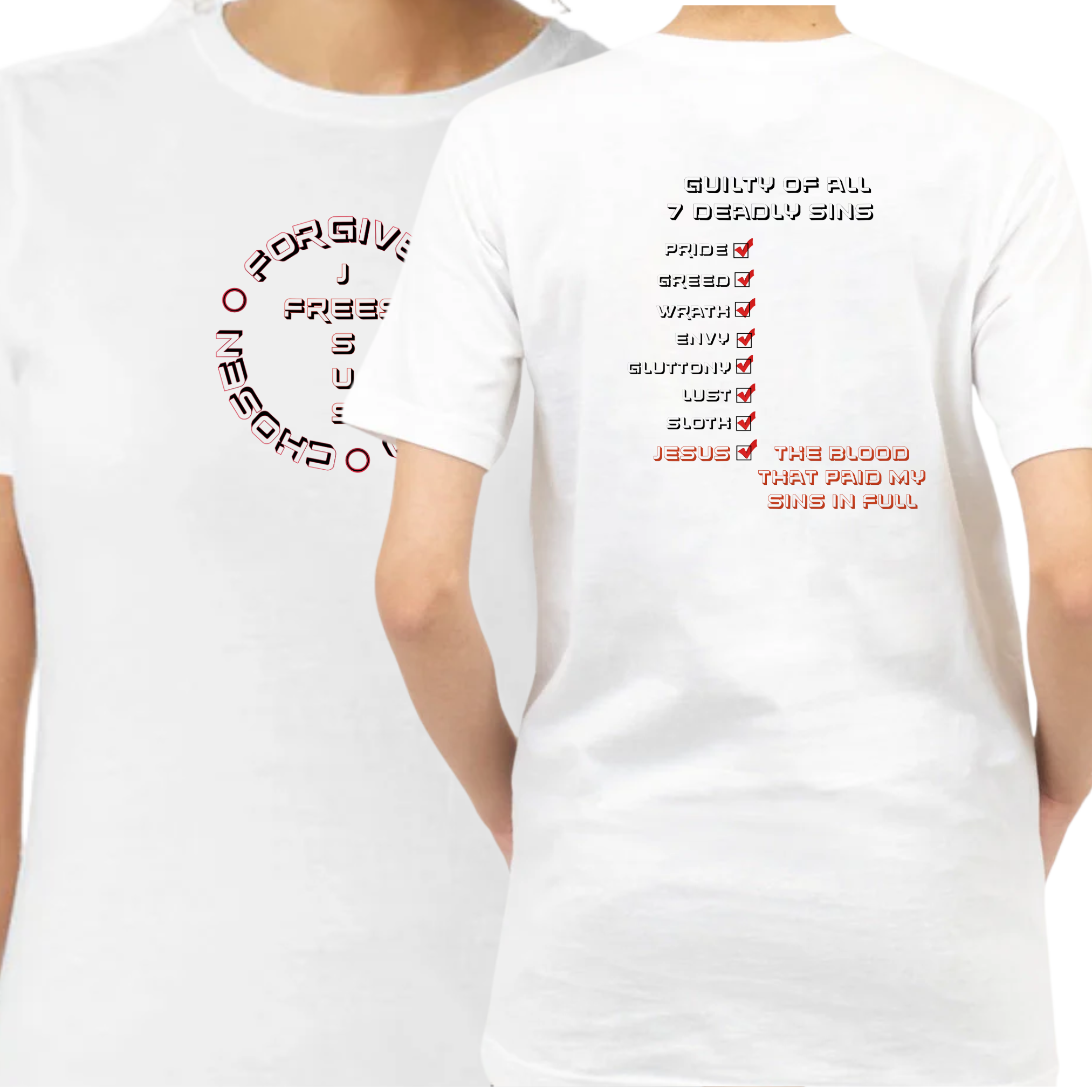 Jesus Frees - G64 Soft Style White Cotton Women's T-Shirt - 7 Deadly Sins