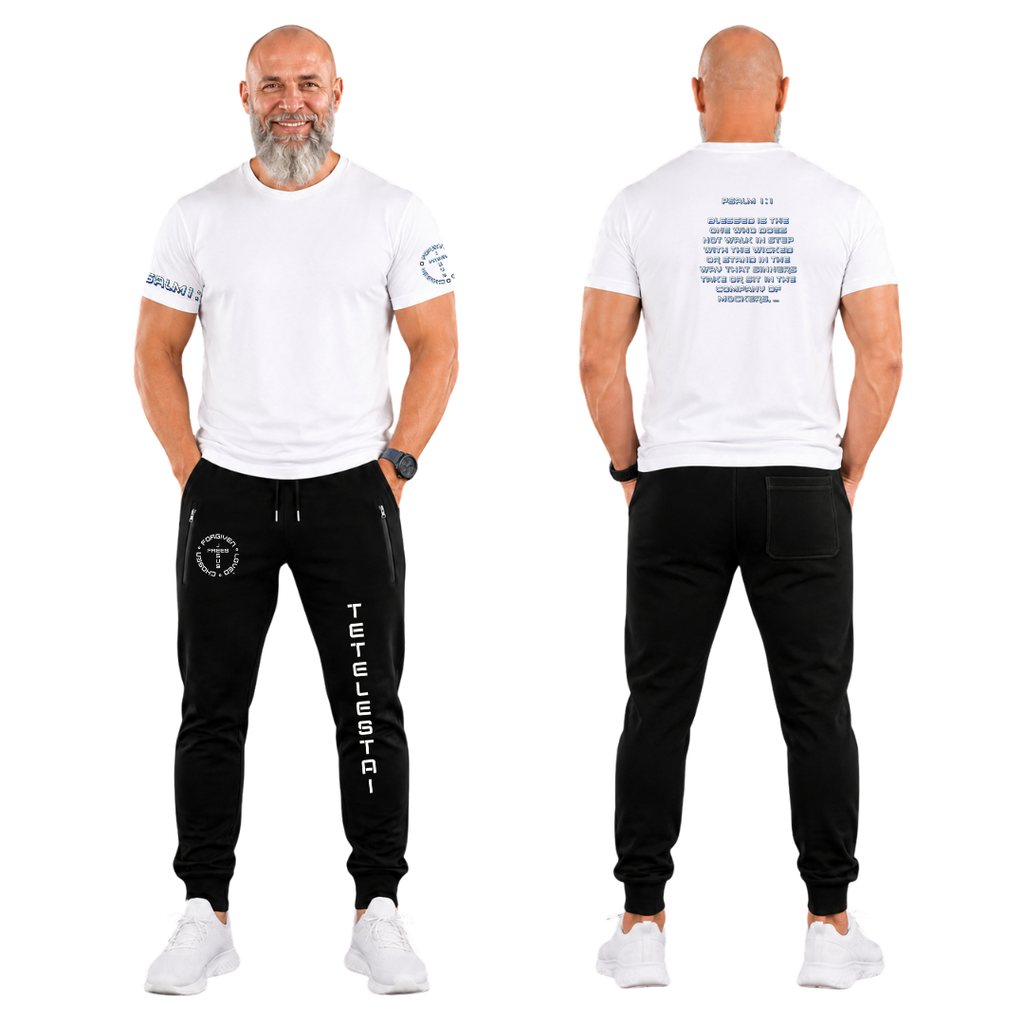 Jesus Frees | G64 Soft Style Men's White Cotton T-Shirt | Font 126 Blue & Black