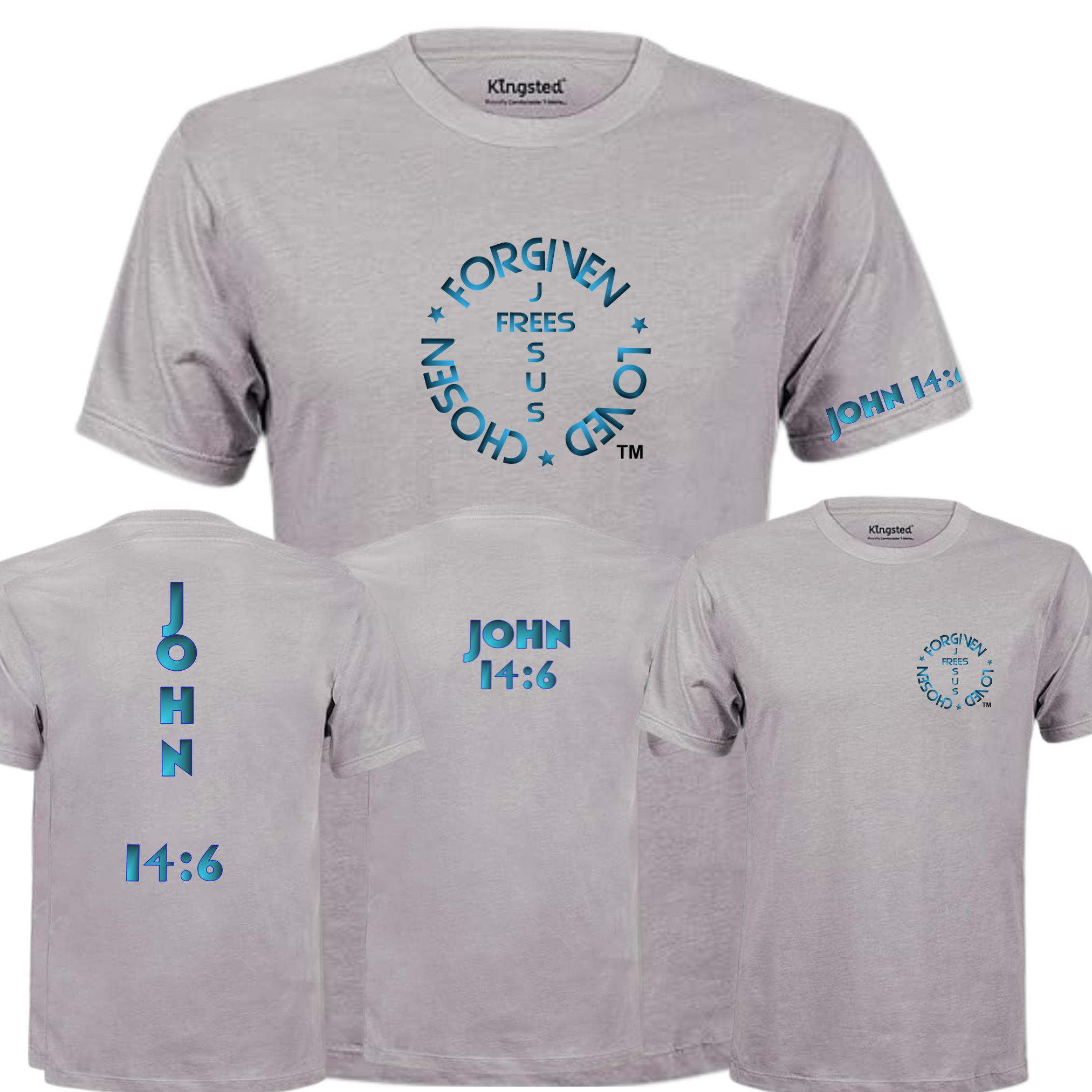 Jesus Frees - KD Men's Premium T-Shirt - Font 176 Blue Metallic John 14:6