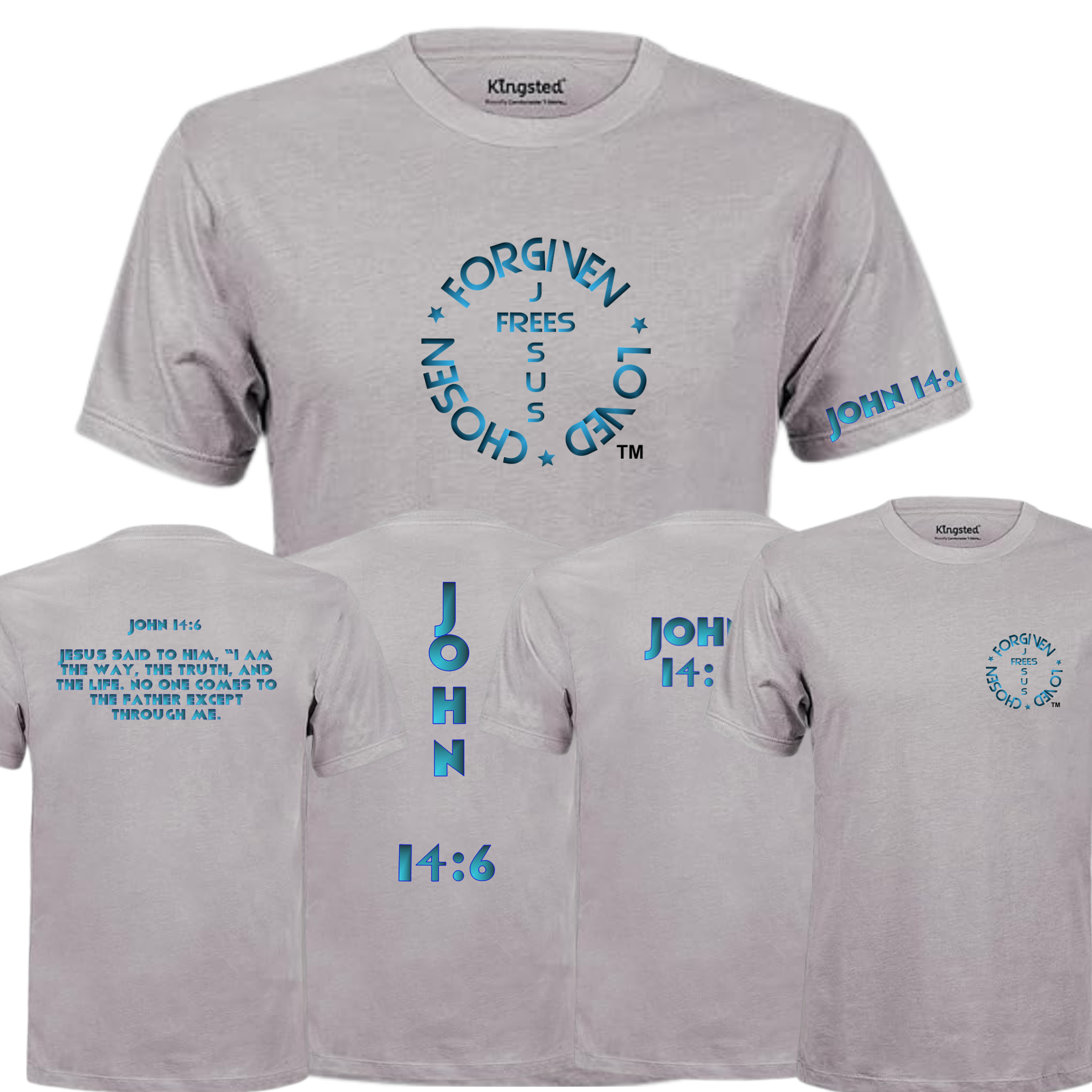 Jesus Frees - KD Men's Premium T-Shirt - Font 176 Blue Metallic John 14:6