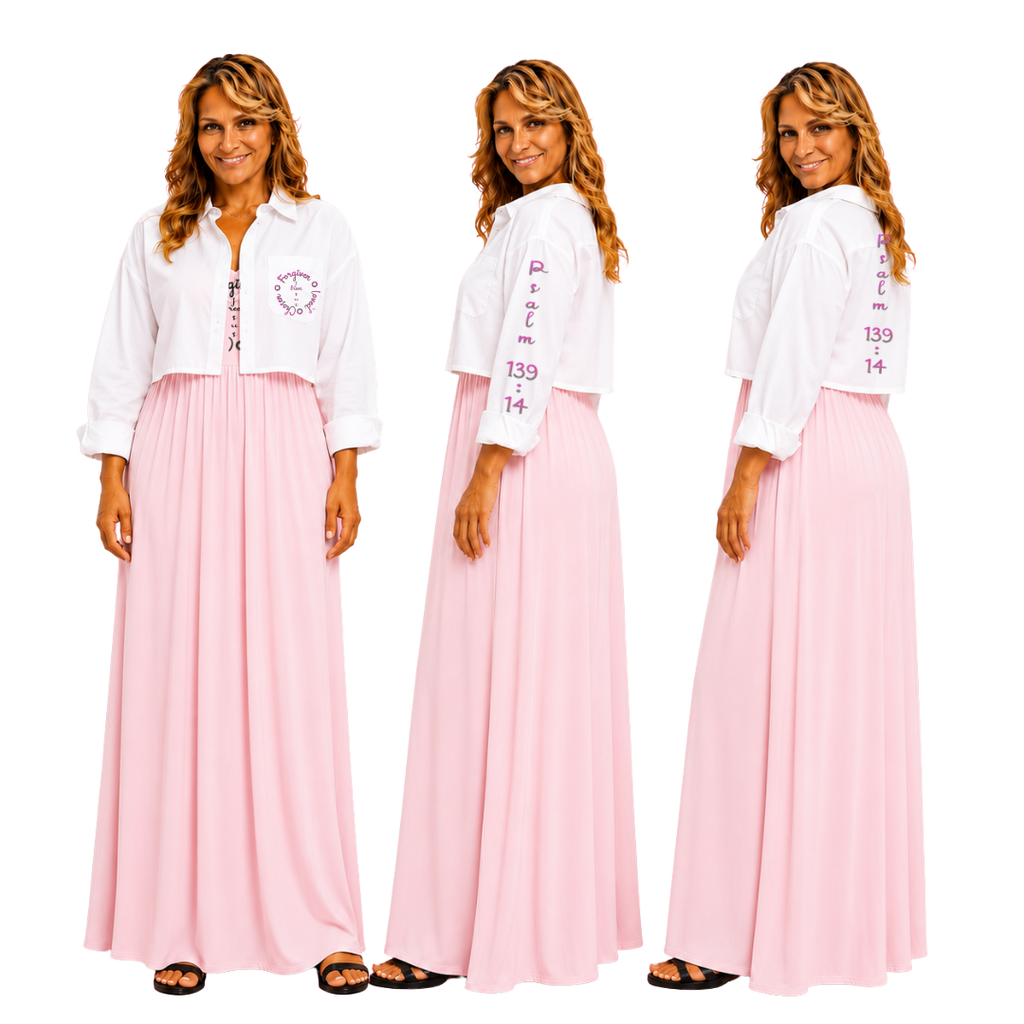 Jesus Frees - Cropped Lite Long Sleeve White Summer Jacket - Font 223