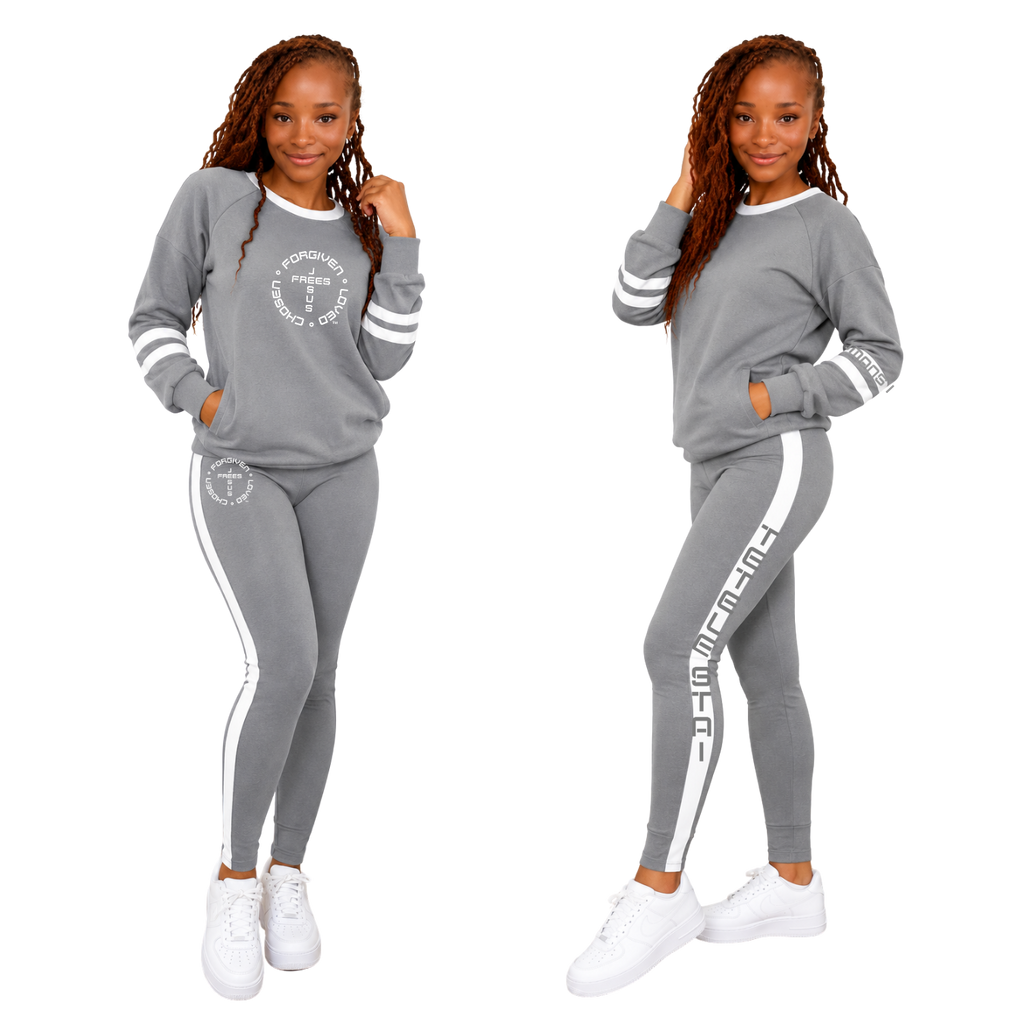 Jesus Frees™ Apparel | Women's Gray Long Sleeve Scripture Shirt | 49 Gray