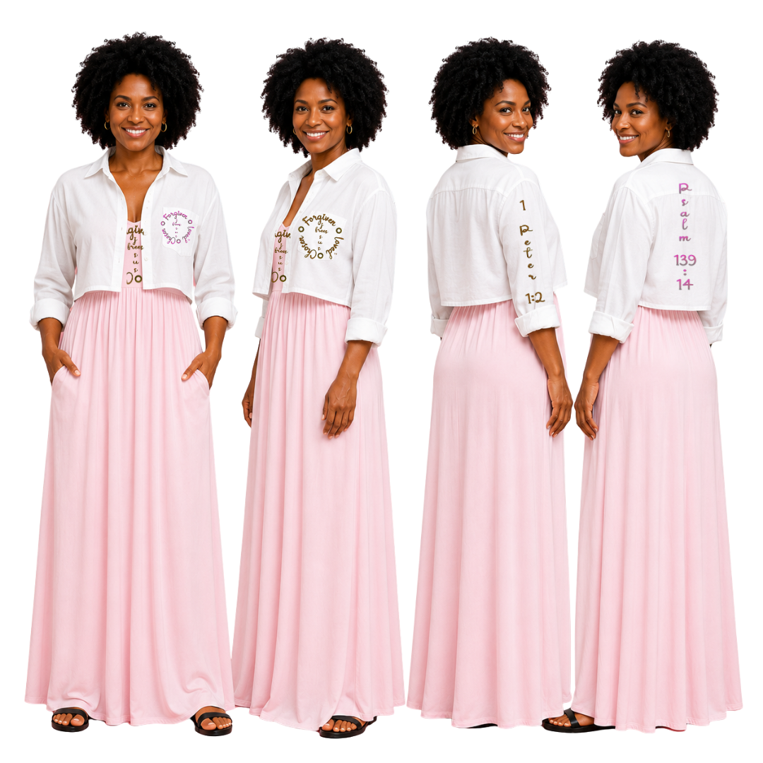Jesus Frees - Cropped Lite Long Sleeve White Summer Jacket - Font 223